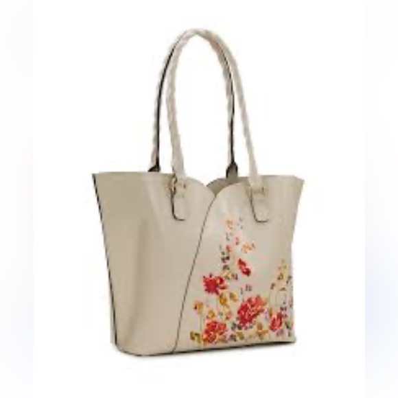 Patricia Nash Floral Leather Chalk White Floral Marion Tote Shoulder Bag - Picture 3 of 15